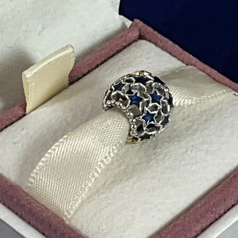 NWOT Pandora Night Sky Blue Enamel CZ Charm - 925 Sterling Silver 791371CZ - Picture 3 of 4